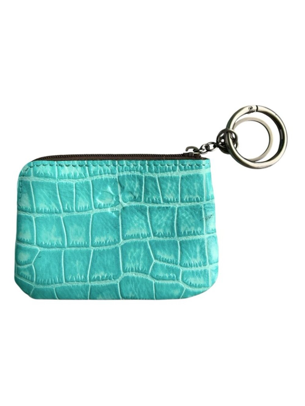PATRICIA NASH NORCIA Aqua Leather Croc Embossed Handbag Crossbody w/ Coin Purse - Picture 9 of 16